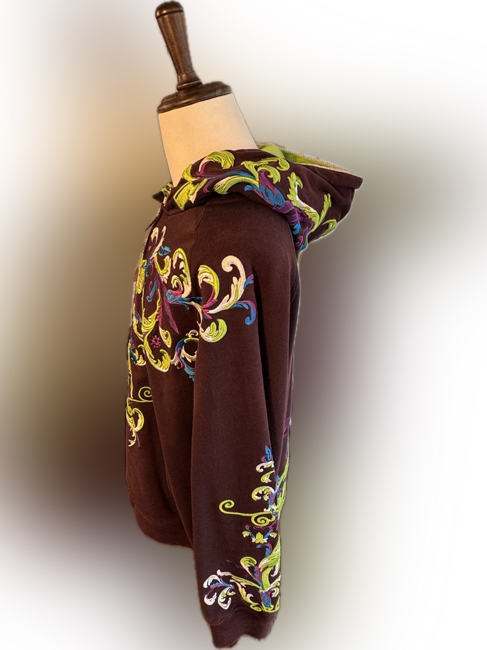 Artful Dodger Y2K Elaborately Embroidered Purple Hoodie 2XL Full Zip Graphic. - Picture 7 of 9